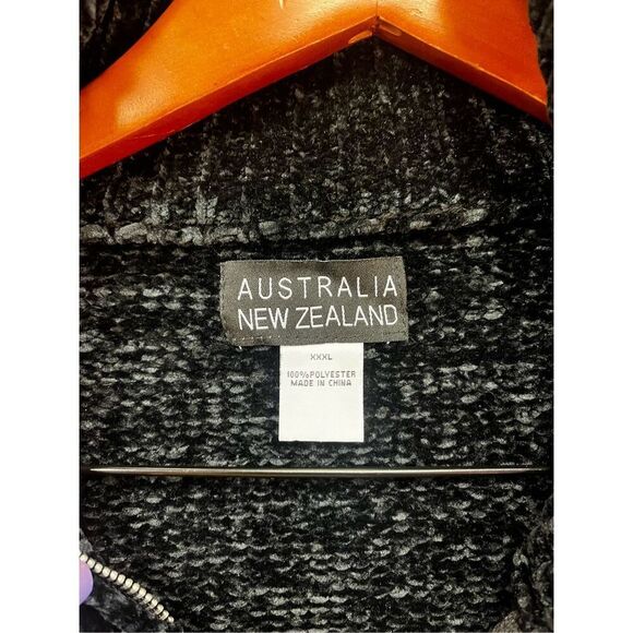 Australia New Zealand Black Chenille Full Zip Cardigan Sweater sz XXXL EUC - Picture 8 of 8